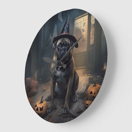 Bullmastiff Pumpkins Halloween Beängstigend Große Wanduhr (Winkel)