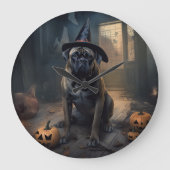 Bullmastiff Pumpkins Halloween Beängstigend Große Wanduhr (Vorderseite)
