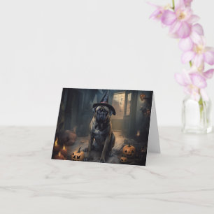 Bullmastiff Pumpkins Halloween Beängstigend Karte