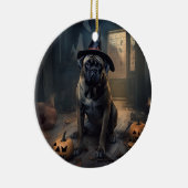 Bullmastiff Pumpkins Halloween Beängstigend Keramik Ornament (Rechts)