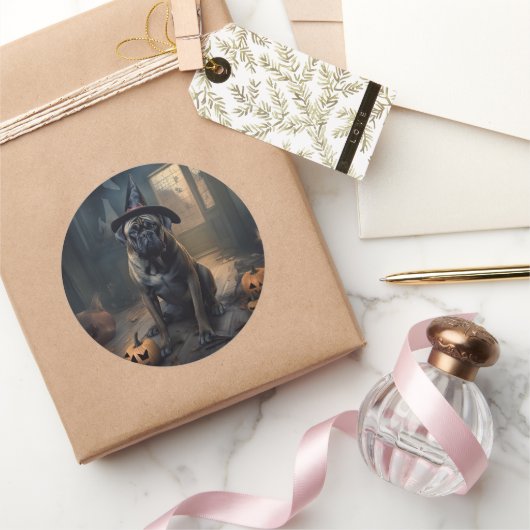 Bullmastiff Pumpkins Halloween Beängstigend Runder Aufkleber (Schenken)