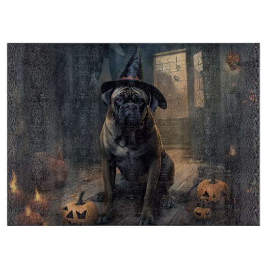 Bullmastiff Pumpkins Halloween Beängstigend Schneidebrett (Vorderseite)