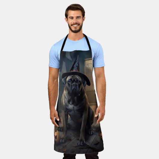 Bullmastiff Pumpkins Halloween Beängstigend Schürze (Getragen)