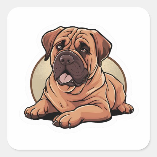 Bullmastiff Quadratischer Aufkleber (Vorderseite)