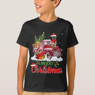 Bullmastiff Riding Red Truck Frohe Weihnachten Wei T-Shirt