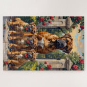 Bullmastiff-Rosengarten-Kunst Puzzle (Horizontal)