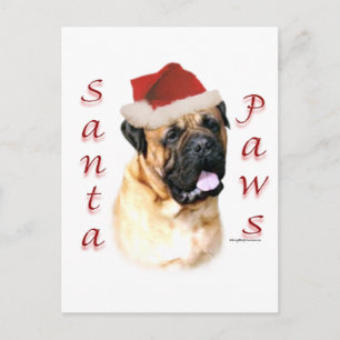 Bullmastiff Santa Paws Feiertagspostkarte