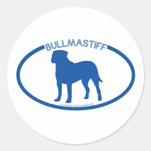 Bullmastiff-Silhouette Runder Aufkleber (Vorderseite)