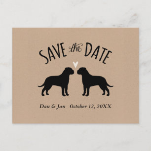Bullmastiff-Silhouetten Hochzeitssache Datum speic Ankündigungspostkarte