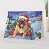 Bullmastiff Sleigh Snow Weihnachten Karte (Vorderseite)