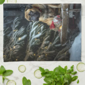 Bullmastiff Snowy Sleigh Weihnachtsdekor Geschirrtuch (Gefaltet)