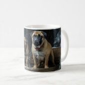 Bullmastiff Snowy Sleigh Weihnachtsdekor Kaffeetasse (VorderseiteRechts)
