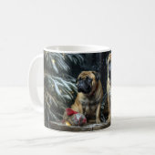 Bullmastiff Snowy Sleigh Weihnachtsdekor Kaffeetasse (Vorderseite Links)