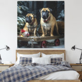 Bullmastiff Snowy Sleigh Weihnachtsdekor Leinwanddruck (Insitu (Schlafzimmer))