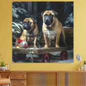 Bullmastiff Snowy Sleigh Weihnachtsdekor Leinwanddruck (Insitu (Wohnzimmer))