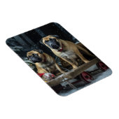 Bullmastiff Snowy Sleigh Weihnachtsdekor Magnet (Rechte Seite)