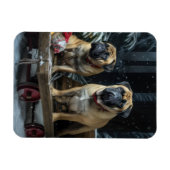 Bullmastiff Snowy Sleigh Weihnachtsdekor Magnet (Horizontal)
