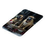 Bullmastiff Snowy Sleigh Weihnachtsdekor Magnet (Linke Seite)
