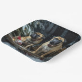 Bullmastiff Snowy Sleigh Weihnachtsdekor Pappteller (Gewinkelt)