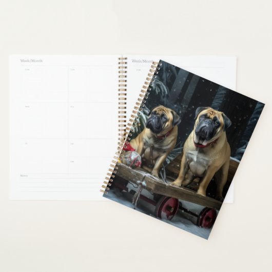 Bullmastiff Snowy Sleigh Weihnachtsdekor Planer (Anzeige)