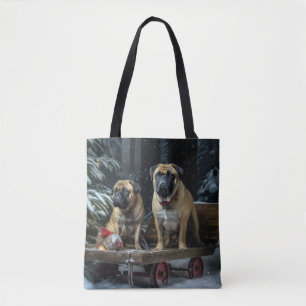 Bullmastiff Snowy Sleigh Weihnachtsdekor Tasche