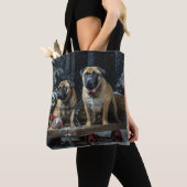 Bullmastiff Snowy Sleigh Weihnachtsdekor Tasche (Von Nahem)