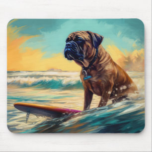 Bullmastiff-Strand-Surfing-Malerei Mousepad