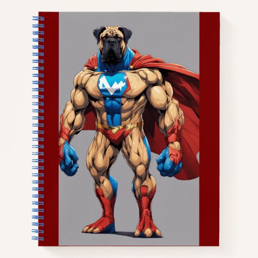Bullmastiff Superheld-Notebook Notizblock (Vorderseite)