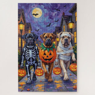 Bullmastiff-Süßigkeitenbetteln Halloween-Kostüme Puzzle