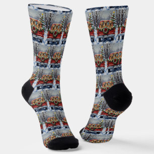 Bullmastiff Weihnachten Rotes Lastwagen Urlaub Socken
