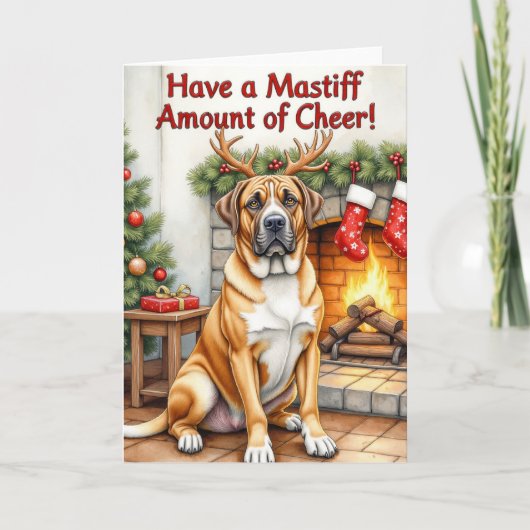 Bullmastiff Weihnachtsfeiertag Gruß Karte (Vorderseite)