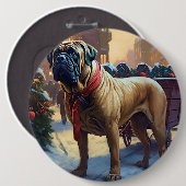 Bullmastiff Weihnachtsfeiertage Button (Vorne & Hinten)