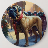 Bullmastiff Weihnachtsfeiertage Button (Vorderseite)