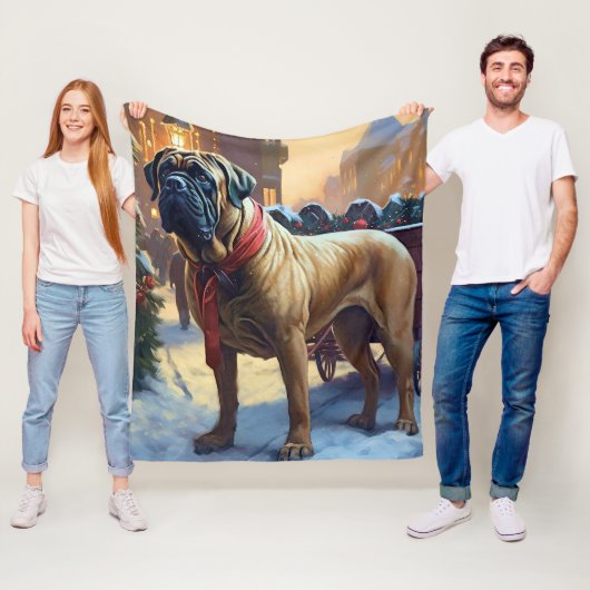 Bullmastiff Weihnachtsfeiertage Fleecedecke (Beispiel)