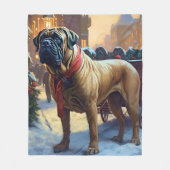 Bullmastiff Weihnachtsfeiertage Fleecedecke (Vorderseite)
