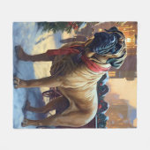 Bullmastiff Weihnachtsfeiertage Fleecedecke (Vorderseite (Horizontal))