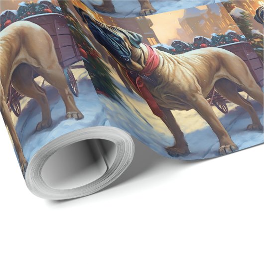 Bullmastiff Weihnachtsfeiertage Geschenkpapier (Rolleneckpunkt)