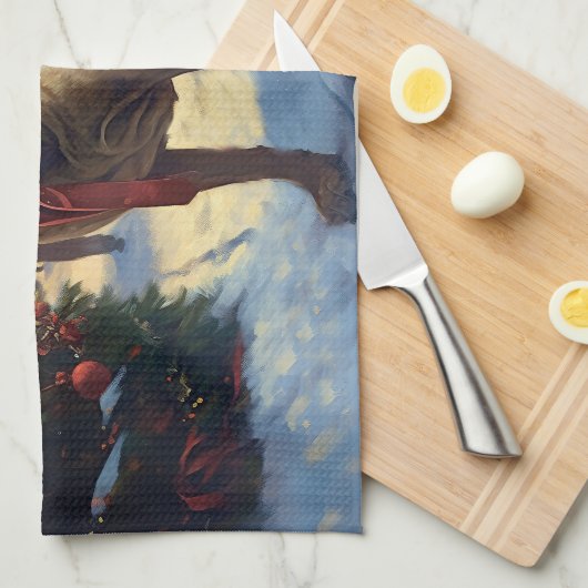 Bullmastiff Weihnachtsfeiertage Geschirrtuch (Viertel Falte)