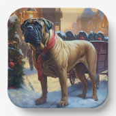 Bullmastiff Weihnachtsfeiertage Pappteller (Vorderseite)