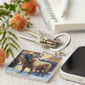 Bullmastiff Weihnachtsfeiertage Schlüsselanhänger (Vorderseite rechts)