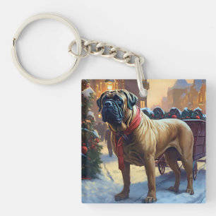 Bullmastiff Weihnachtsfeiertage Schlüsselanhänger