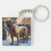 Bullmastiff Weihnachtsfeiertage Schlüsselanhänger (Rückseite)