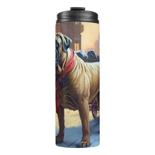 Bullmastiff Weihnachtsfeiertage Thermosbecher (Vorderseite)