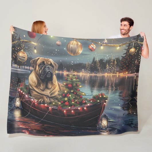 Bullmastiff Weihnachtsfest Reise Fleecedecke (Beispiel)