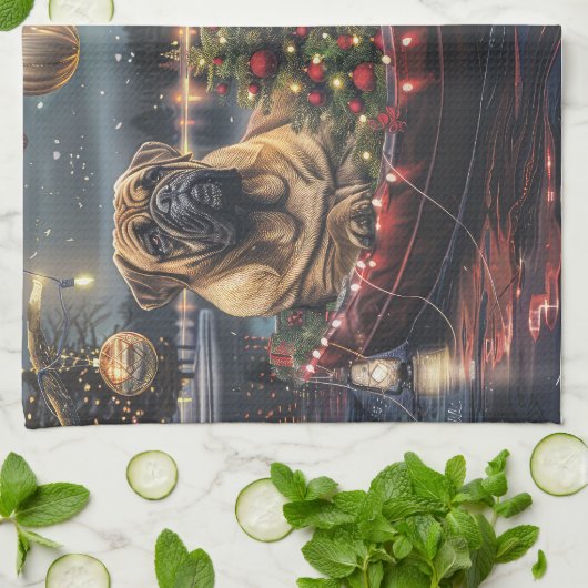 Bullmastiff Weihnachtsfest Reise Geschirrtuch (Gefaltet)