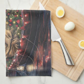 Bullmastiff Weihnachtsfest Reise Geschirrtuch (Viertel Falte)