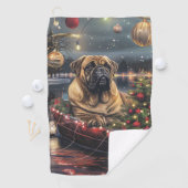 Bullmastiff Weihnachtsfest Reise Golfhandtuch (Insitu)