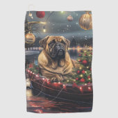 Bullmastiff Weihnachtsfest Reise Golfhandtuch (Vorderseite)