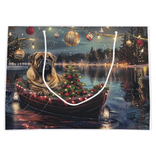 Bullmastiff Weihnachtsfest Reise Große Geschenktüte (Vorderseite)