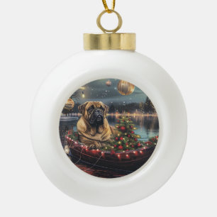 Bullmastiff Weihnachtsfest Reise Keramik Kugel-Ornament